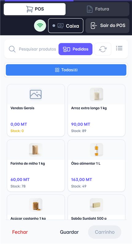 Ecrã: Ponto de venda